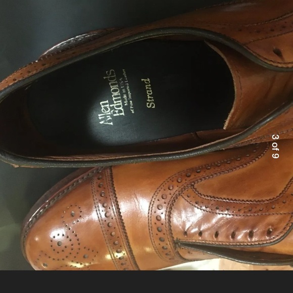 ALLEN EDMONDS 11D WALNUT STRAND MEDALLION CAP-TOE - Picture 6 of 13